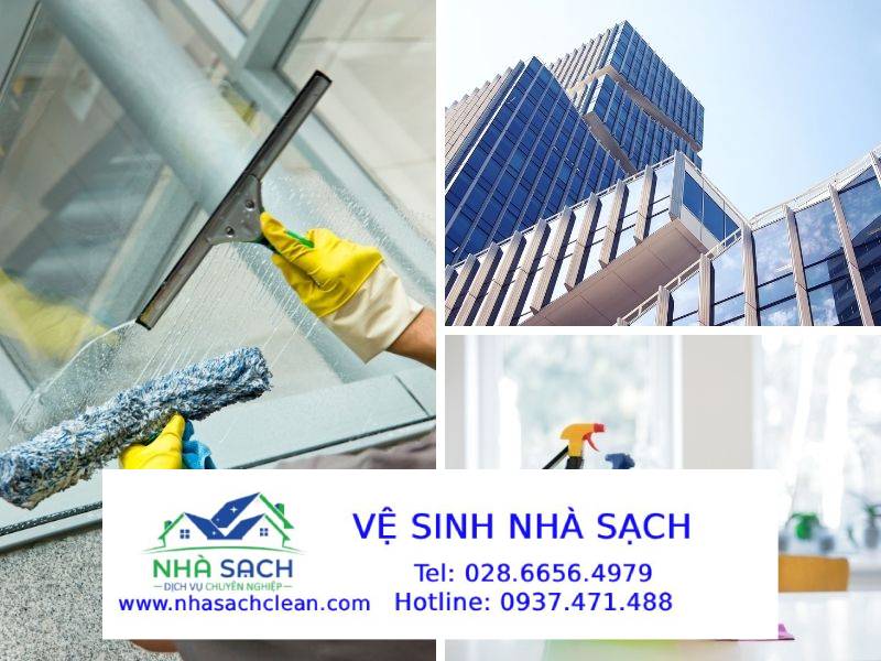 Dịch vụ vệ sinh, lau kính tòa nhà cao tầng Thành phố Thủ Đức